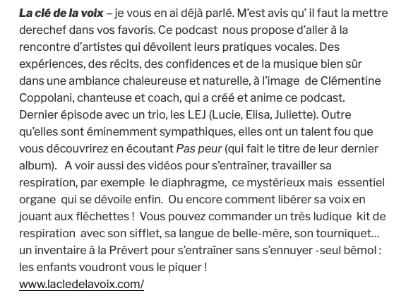 La Clé de la Voix sur Atmotsphere.org